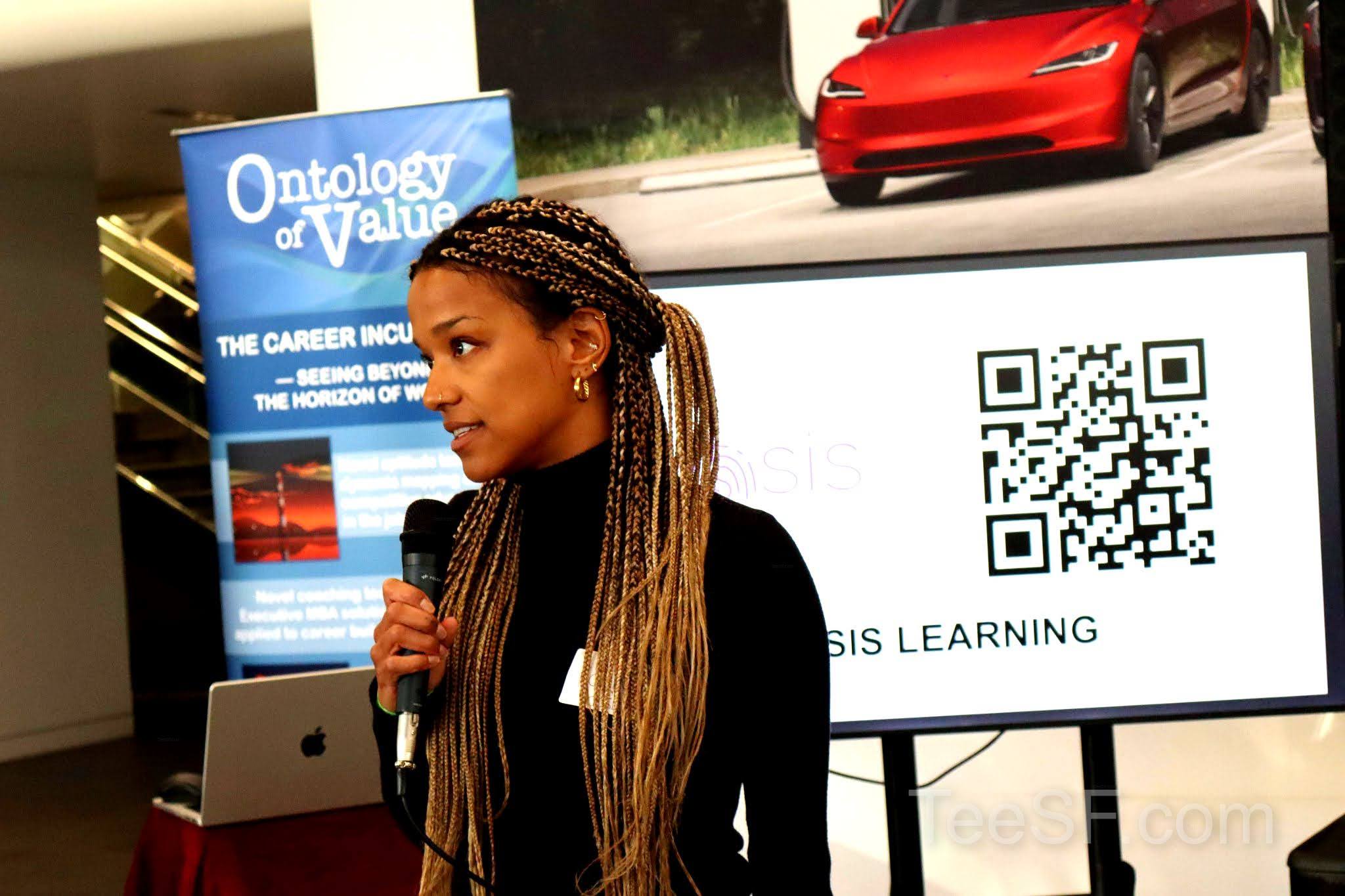 A photo from a pitch night event at Tesla in San Francisco.